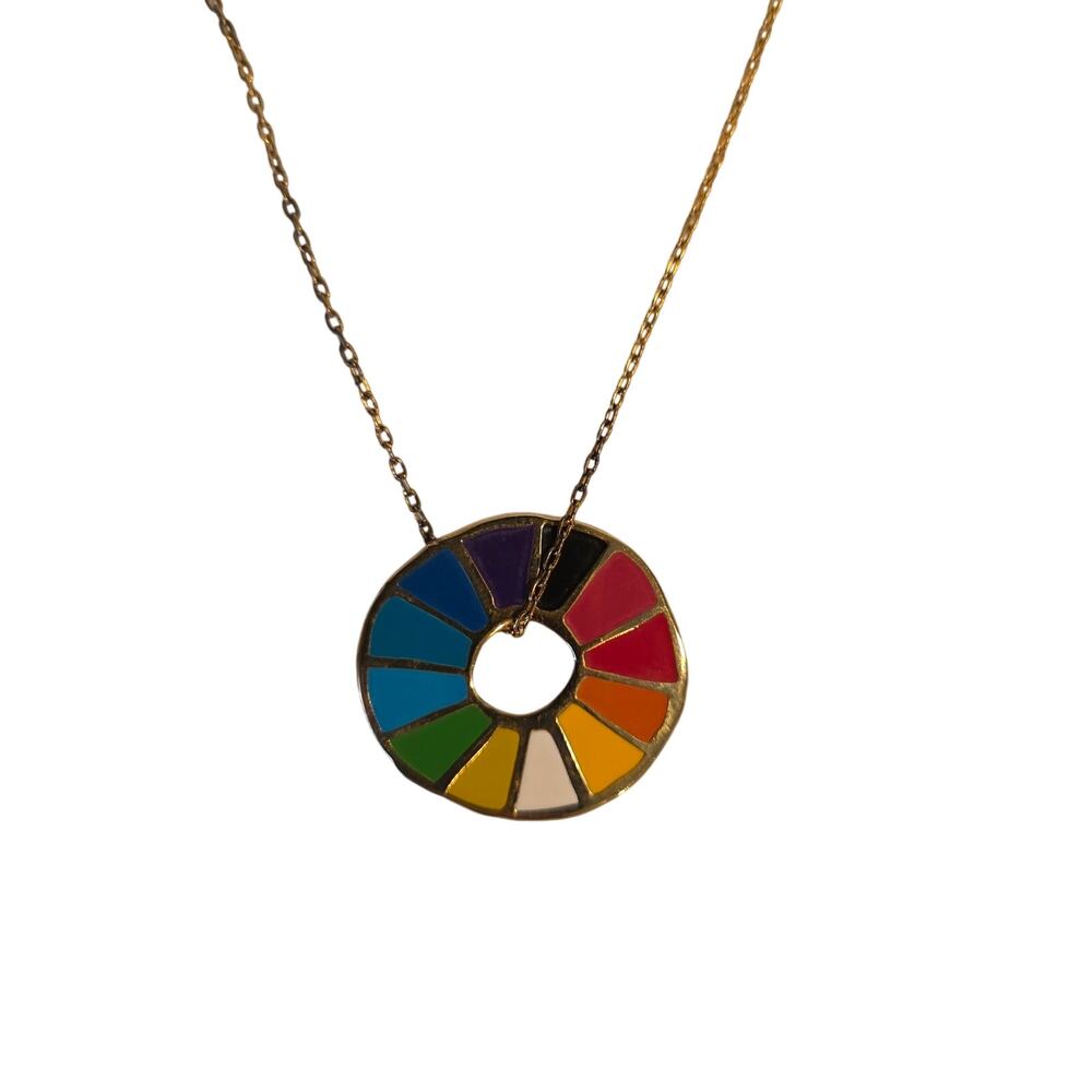 Yellow Owl Workshop Color Wheel Necklace Pride LGBTQ‎ Pendant Gold Chain